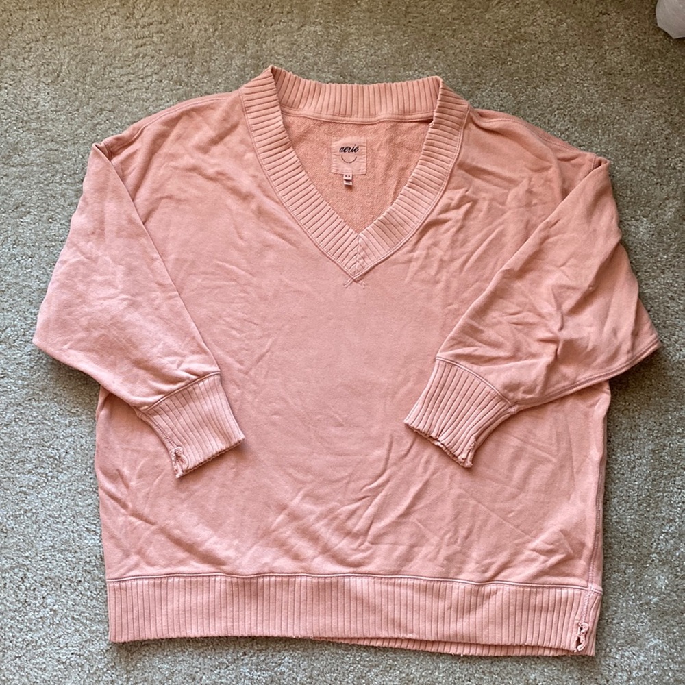 Aerie v neck sweater, women’s medium, pale pink